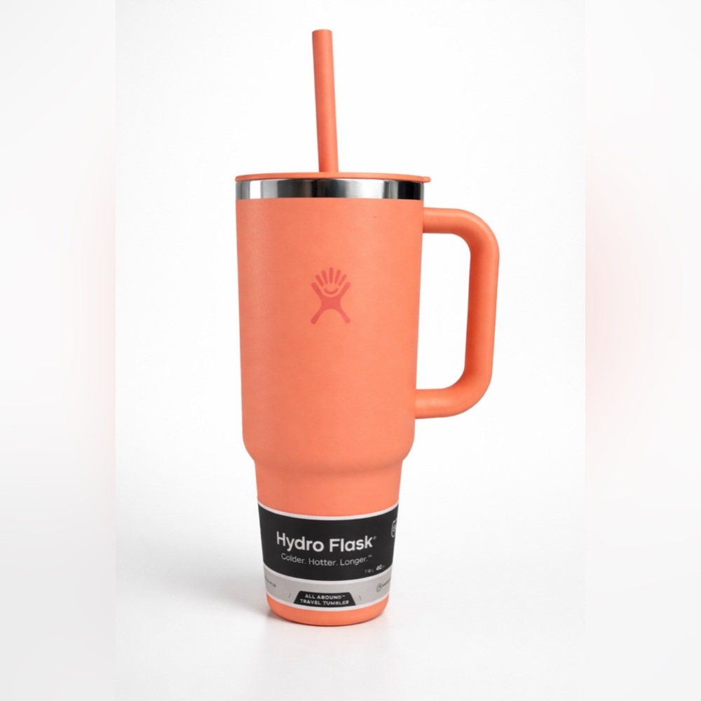 Hydro Flask 40oz All Around Travel Tumbler w/ Handle & Straw | Coral | New